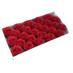 Caja de  25 rosas rojas con pétalos de jabón -Ideal para decoración y manualidades