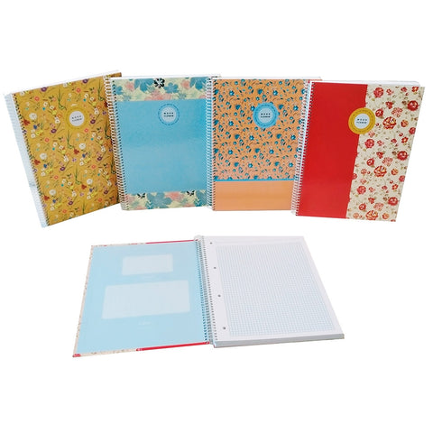 Cuadernos-libretas de espiral A4-Hojas a cuadros